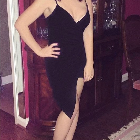 Ruched little black dress with a slip - Picture 4 of 4